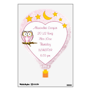 Personalized Balloon Girl Baby Stat Wall Decal