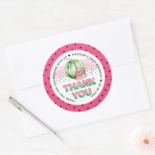 Personalized Balloon Letters Watermelon Birthday Classic Round Sticker