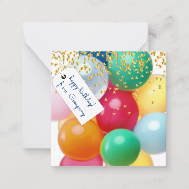 Personalized balloons confetti  high def birthday note card (Front)