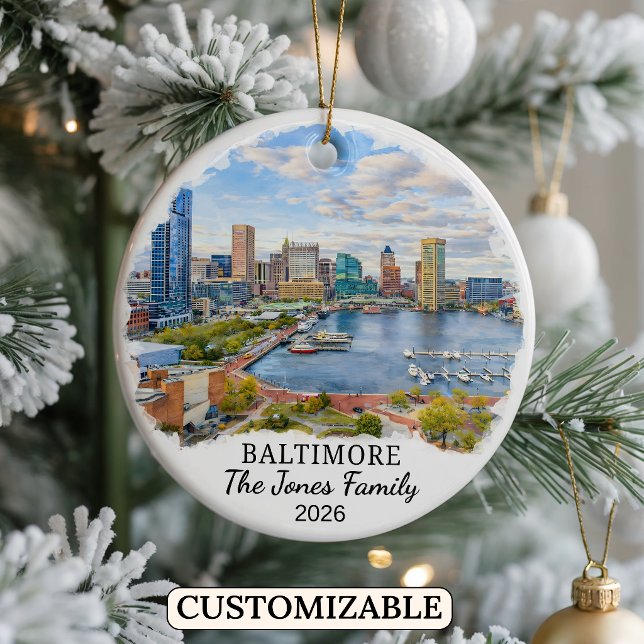 Personalized Baltimore Ornament, Custom Maryland Ceramic Ornament (Creator Uploaded)