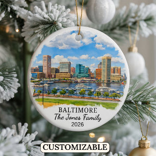 Personalized Baltimore Ornament, Custom Maryland Ceramic Ornament