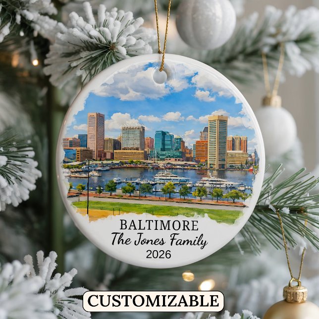 Personalized Baltimore Ornament, Custom Maryland Ceramic Ornament (Creator Uploaded)