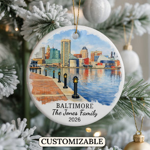 Personalized Baltimore Ornament, Custom Maryland Ceramic Ornament