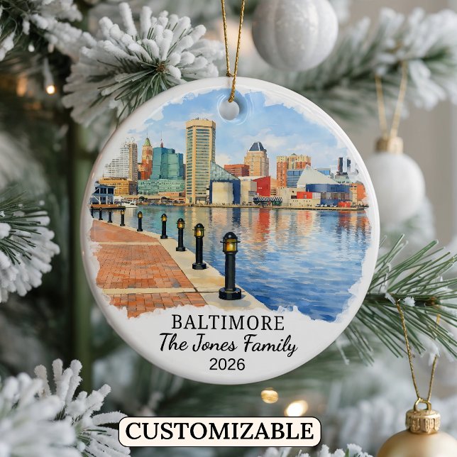 Personalized Baltimore Ornament, Custom Maryland Ceramic Ornament (Creator Uploaded)