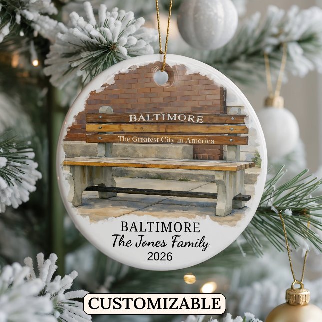 Personalized Baltimore Ornament, Custom Maryland Ceramic Ornament (Creator Uploaded)