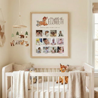 Personalized Bambi First Birthday Milestone Poster