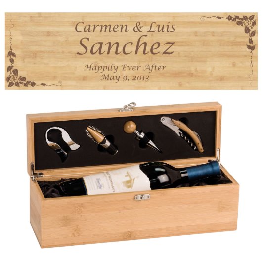 Personalized Bamboo Wine Presentation Gift Box (Design)