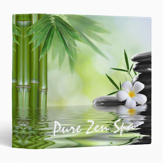 Personalized Bamboo Zen Stones Water Plumeria Binder (Front/Spine)