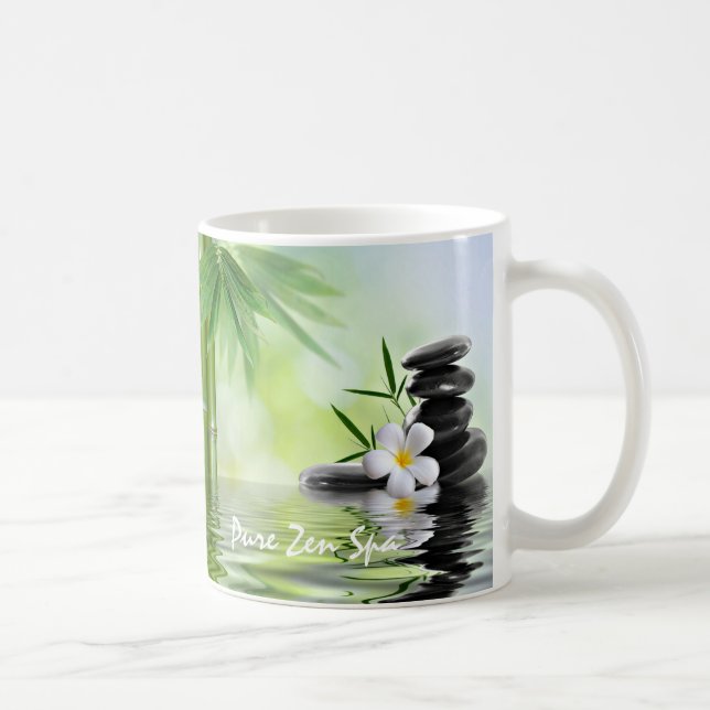 Personalized Bamboo Zen Stones Water Plumeria Coffee Mug (Right)