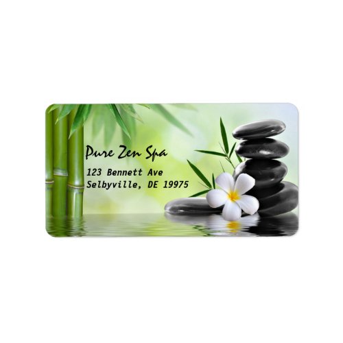 Personalized Bamboo Zen Stones Water Plumeria Label