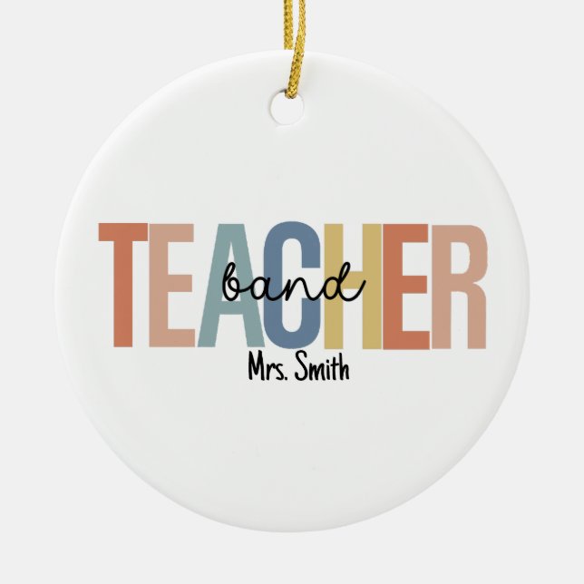 Personalized Band Teacher Christmas Ceramic Ornament (Front)
