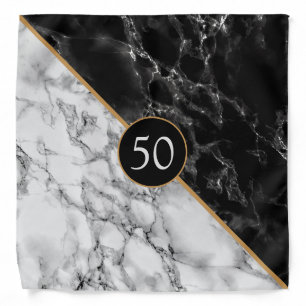 Personalized Bandana with Black White Marble
