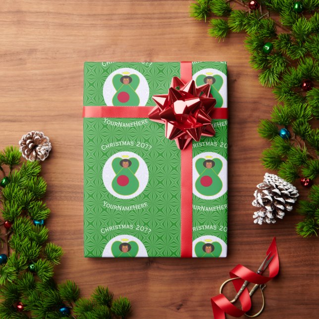 Personalized Bangladeshi Angel Christmas Flag Wrapping Paper (Holiday Gift)