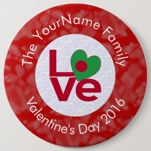 Personalized Bangladeshi Red LOVE Flag Button