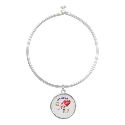 Personalized Bangle Bracelets with Round Charms