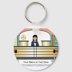 Personalized Bank Teller - Female Cartoon Keychain