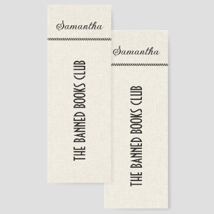Personalized Banned Books Club Beige Linen  Bookmarks