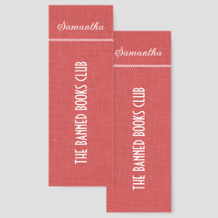 Personalized Banned Books Club Red Linen Bookmarks