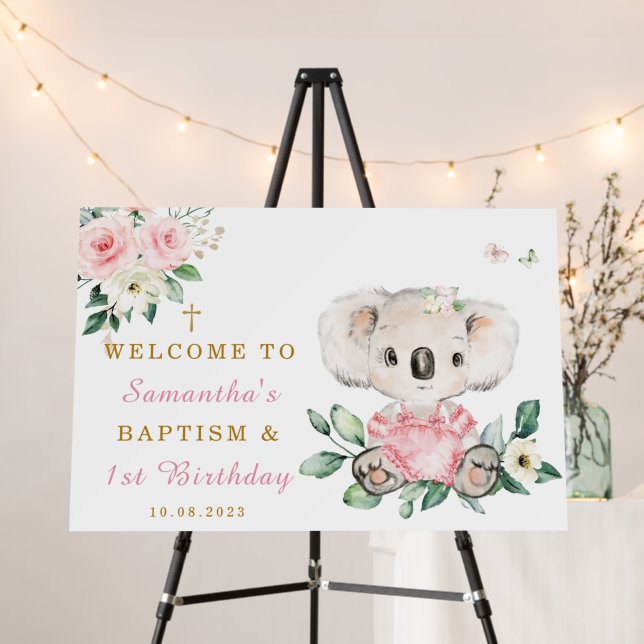Personalized Baptism and First Birthday Girls Foam Board (In Situ (Stand))