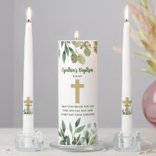 Personalized Baptism Candle Set with Blessing