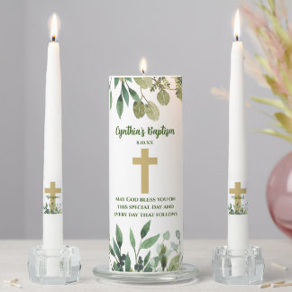 Personalized Baptism Candle Set with Blessing