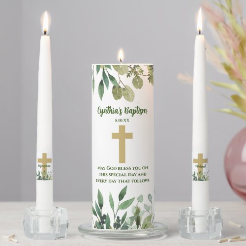 Personalized Baptism Candle Set with Blessing