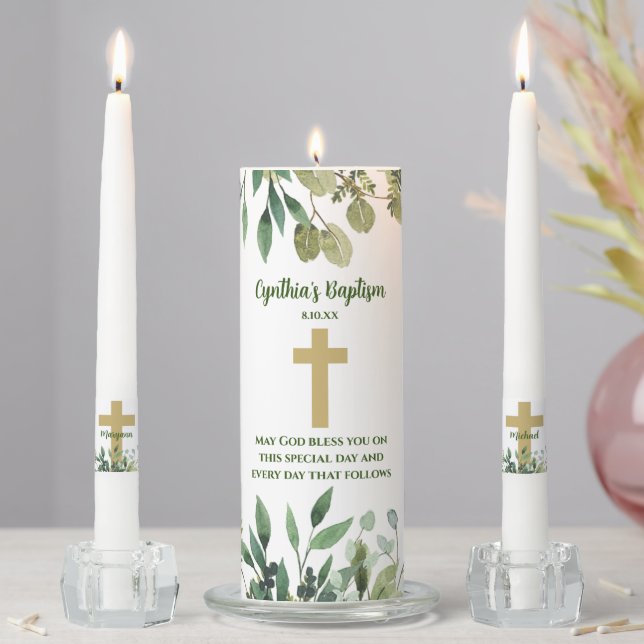 Personalized Baptism Candle Set with Blessing (In Situ)