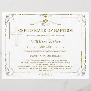 Personalized Baptism Certificate Template Editable
