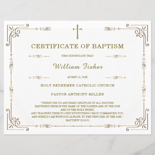 Personalized Baptism Certificate Template Editable