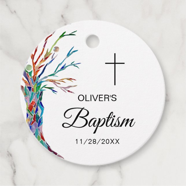 Personalized Baptism Christening Favor Tags (Front)