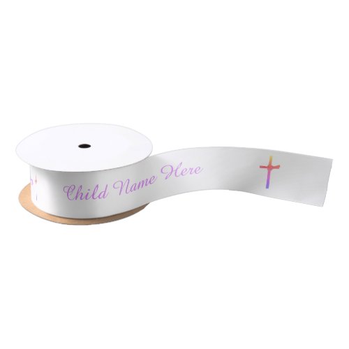  Personalized Baptism Communion Colorful Cross Satin Ribbon