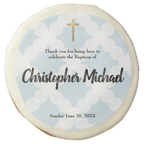 Personalized Baptism Cookie Thank Your Blue Gold