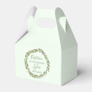 Personalized Baptism Favor Box with Olive Wreath