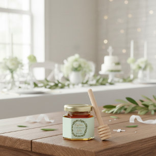 Personalized Baptism Favor Honey with Olive Wreath Jar Favors