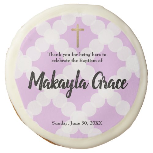 Personalized Baptism favor Thank Your Purple Sugar Cookie