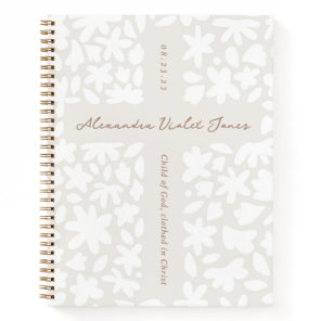 Personalized Baptism Gift Floral Cross Notebook