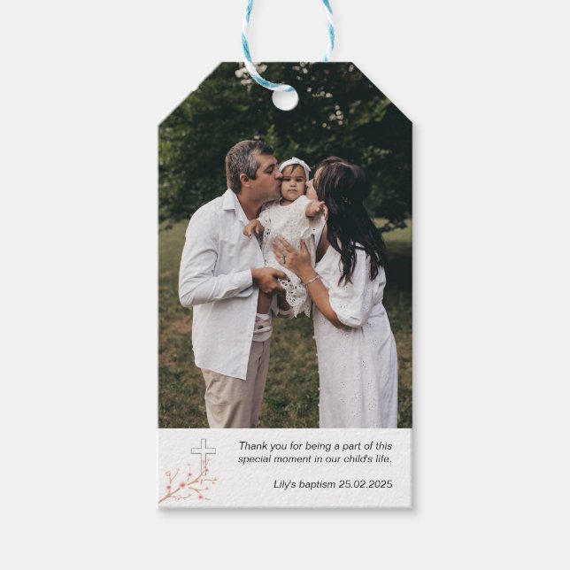 Personalized Baptism Gift Tags - Photo & Text (Front)