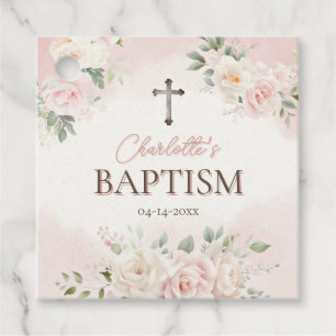 Personalized Baptism Gift Tags - Roses Favor Tags