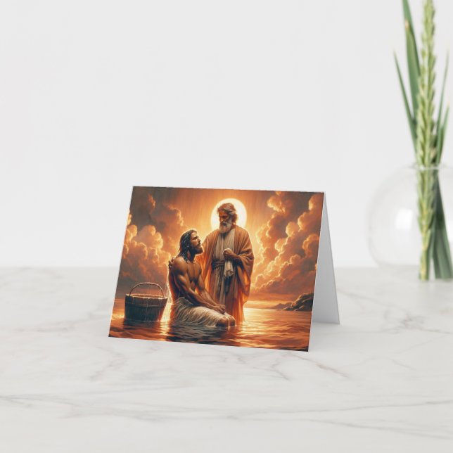 Personalized Baptism-Jesus being baptized by John  Card (Front)
