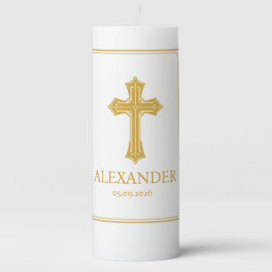 Personalized baptism pillar candle