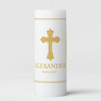Personalized baptism pillar candle