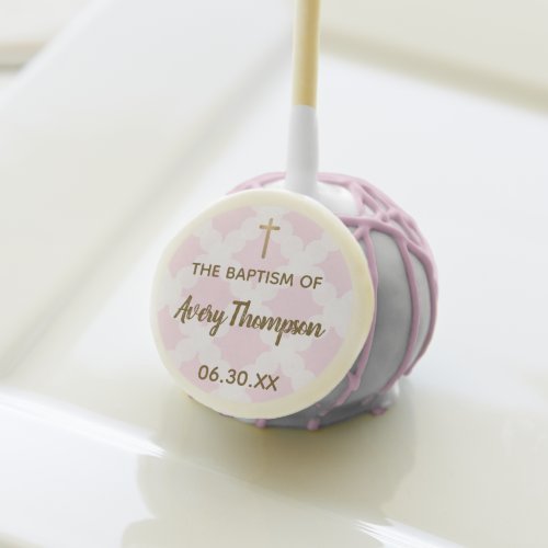 Personalized Baptism Pink Gold Baby Boy Cake Pops