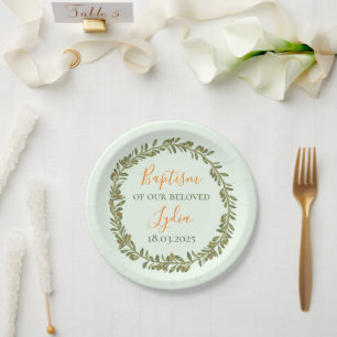 Personalized Baptism Plastic Plate with Olives
