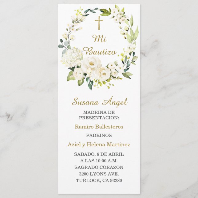 Personalized Baptism Prayer Card in Spanish (Front)