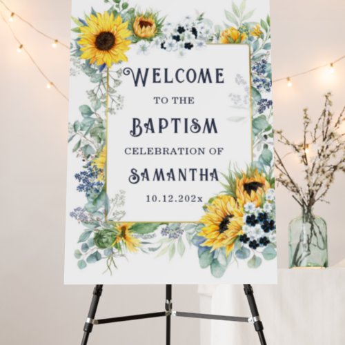 Personalized  Baptism Sunflower Welcome Sign