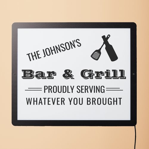 Personalized Bar and Grill Funny  LED Sign