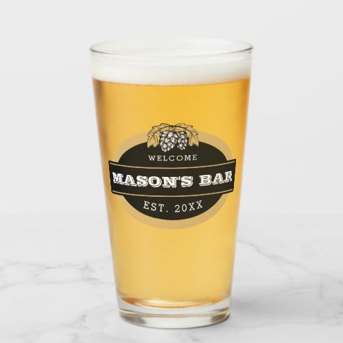 Personalized Bar Gift Pub Beer Brewing Pint Glass