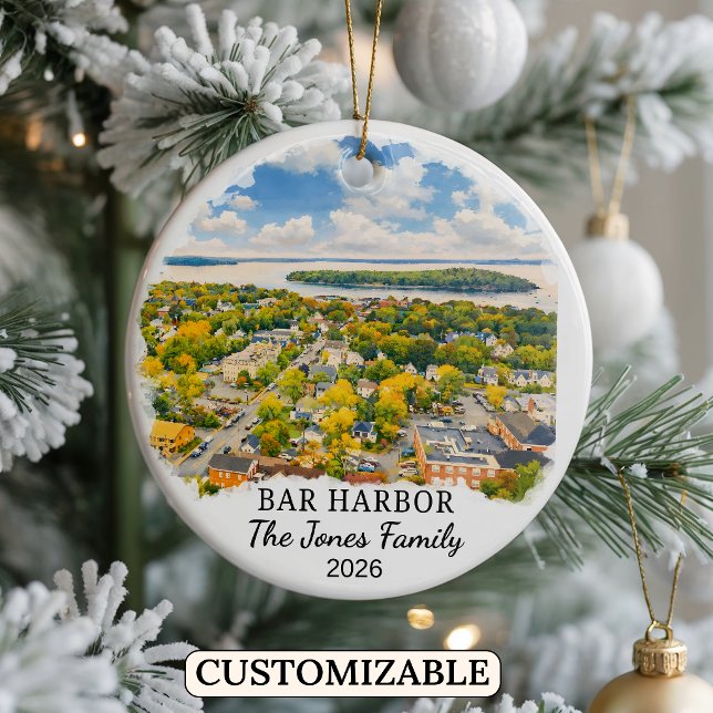 Personalized Bar Harbor Ornament, Custom Maine Ceramic Ornament (Creator Uploaded)