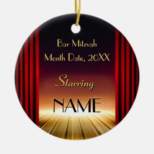Personalized Bar Mitzvah Dance Floor Giveaways Ceramic Ornament