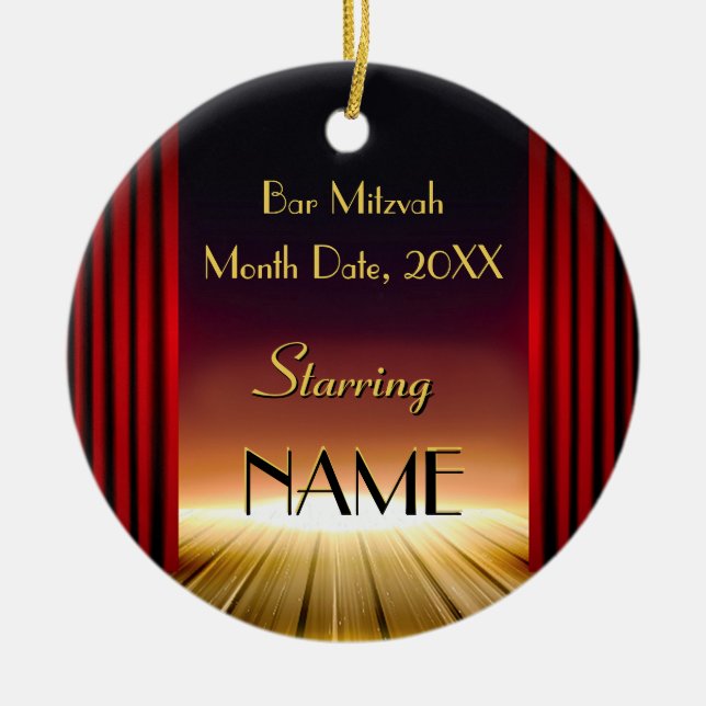 Personalized Bar Mitzvah Dance Floor Giveaways Ceramic Ornament (Front)